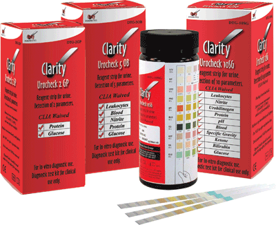Urocheck/UriStix Urine Test Strips (100/bot) by Clarity Diagnostics - MedStockUSA.com