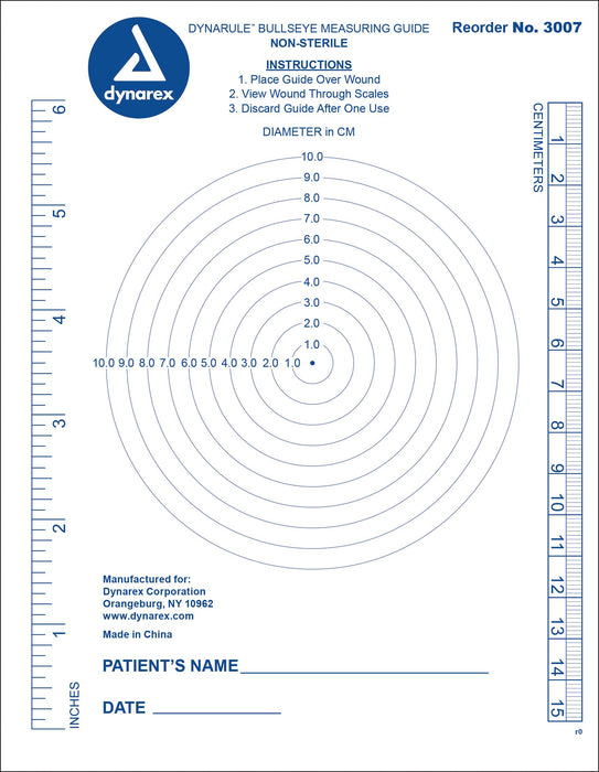 DynaRule Bullseye Measuring Guide (250/bx) by Dynarex - MedStockUSA.com