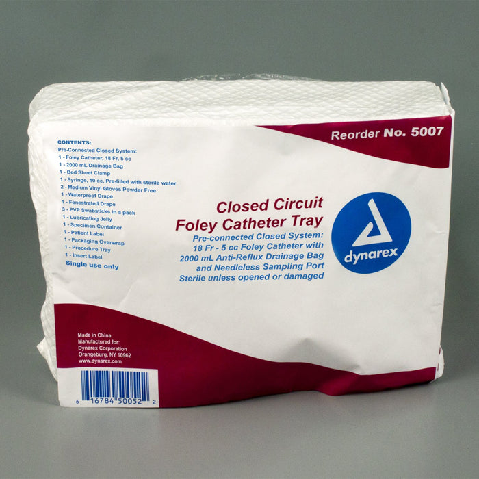 Closed Circuit Foley Catheter Tray 18 FR (10/cs) by Dynarex - MedStockUSA.com