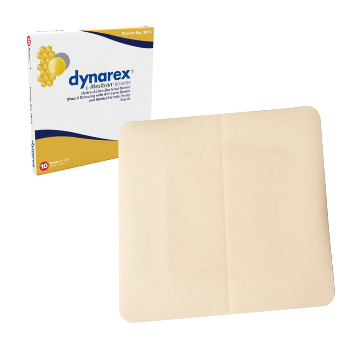 Dynarex Honey L-Mesitran Dressing - Border Style (10cm x 10cm) (4"x4") by Dynarex - MedStockUSA.com