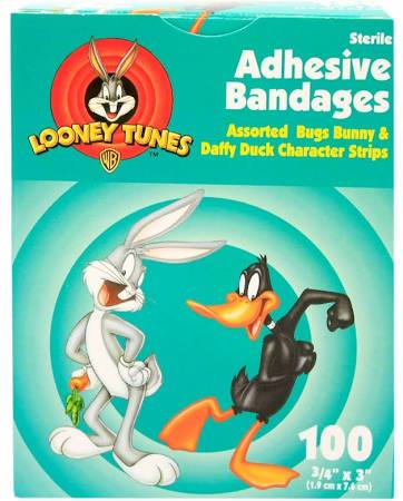 Cartoon Adhesive Bandages; Bugs & Daffy (100/box) by Looney Tunes - MedStockUSA.com